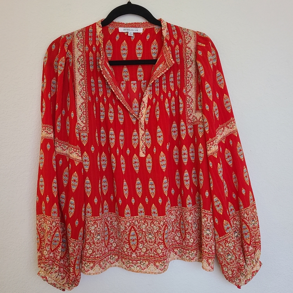 Rose & Olive beautiful red blouse Size S